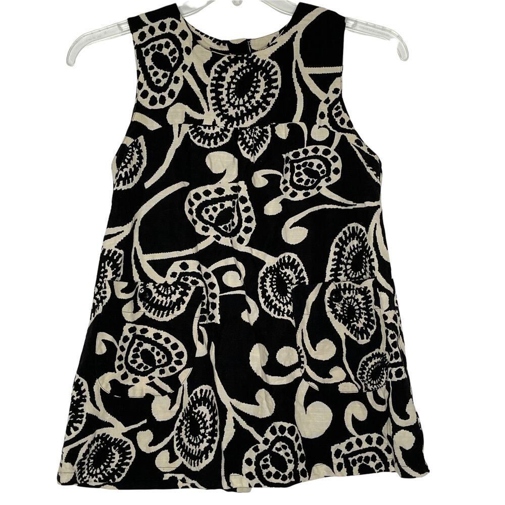 XXI Black Ivory Blouse Classic Design Scoop Neck Sleeveless 100% Cotton Size S